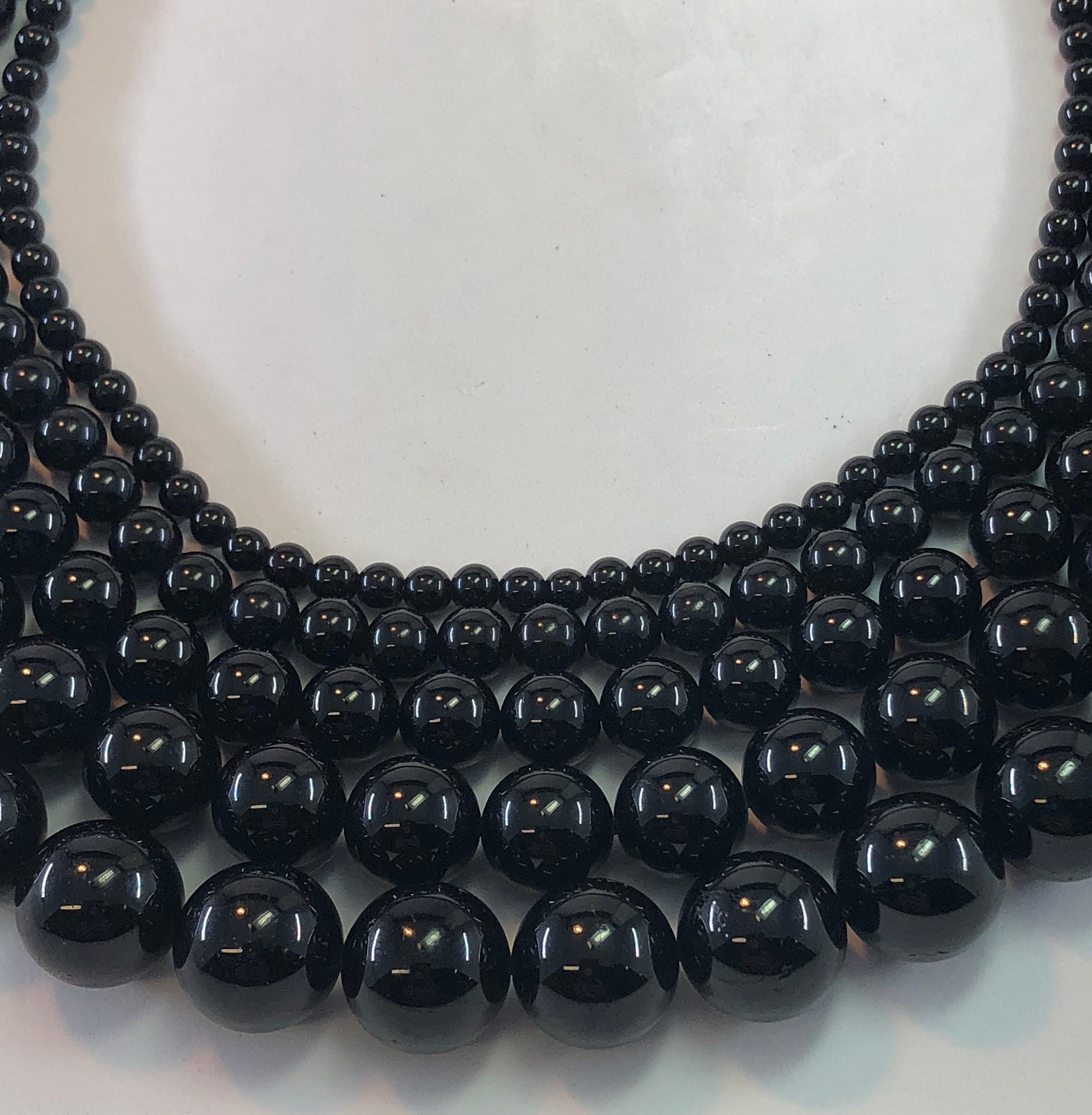 Black Tourmaline Gemstone Beads. 4 6, 8, 10 And 12mm Round Beads On 15 Inch Strand. Full Strand Of Beautiful A/aa Tourmaline.