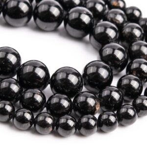 Genuine Natural Black Tourmaline Loose Beads Grade Aa+ Round Shape 6mm 8mm 10mm