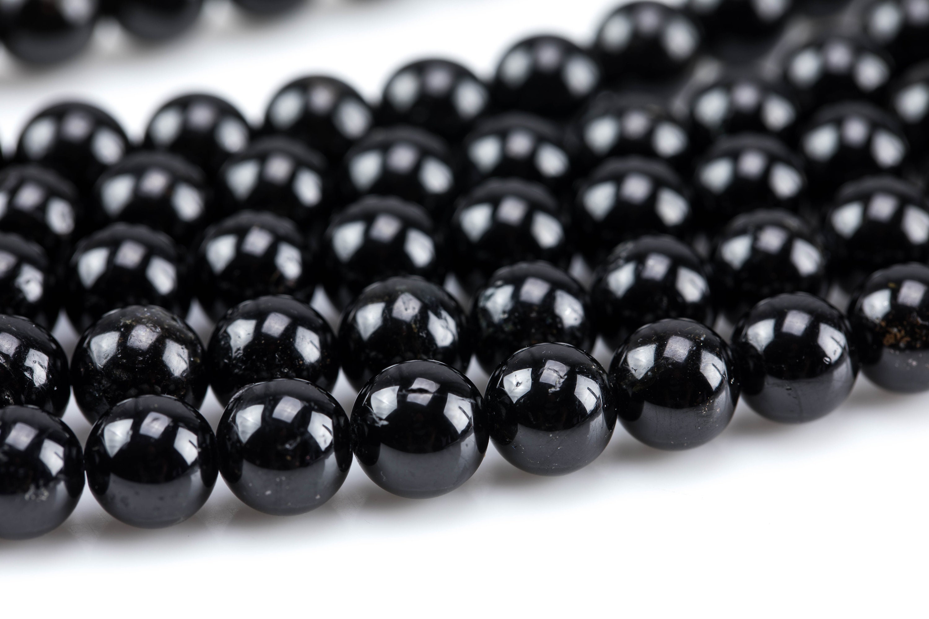 Natural Black Tourmaline Beads Round, 6mm, 8mm, 10mm- Full 15.5 Inch Strand Smooth Gemstone Beads Natural Black Tourmaline Beads Round, 6mm, 8mm, 10mm- Full 15.5 Inch Strand Smooth Gemstone Beads