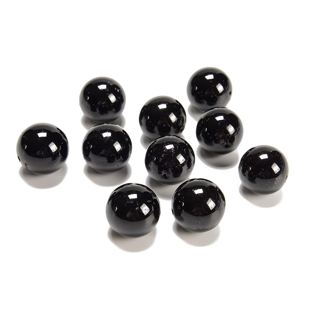 Natural Black Tourmaline Gemstone Grade A Round 15mm 16mm 17mm 18mm 19mm  Loose Beads 6 Beads (d677)