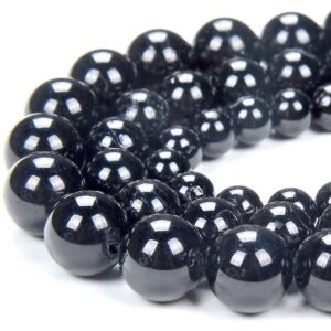 Natural Black Tourmaline Gemstone Grade AA Round 5MM 6MM 7MM 8MM 9MM 10MM Loose Beads BULK LOT 1,2,6,12 and 50 (D322)