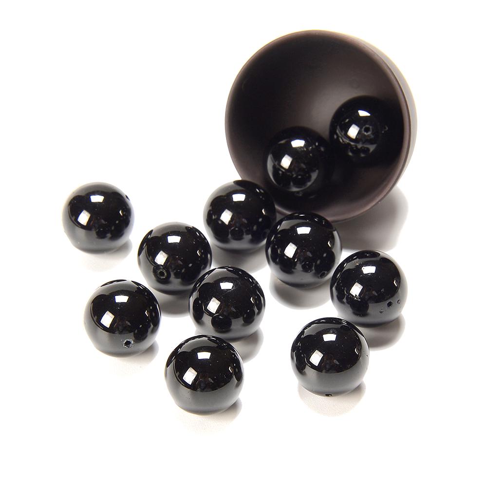 Natural Black Tourmaline Gemstone Grade Aa Round 15mm 16mm 17mm 18mm 19mm 20mm Loose Beads 6 Beads (d678)