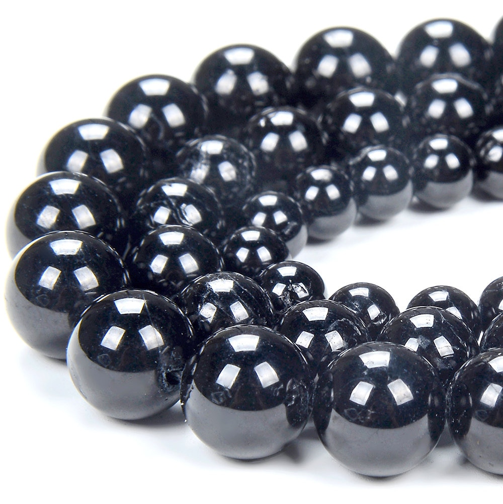Natural Black Tourmaline Gemstone Grade Aa Round 5mm 6mm 7mm 8mm 9mm 10mm Loose Beads (d322)