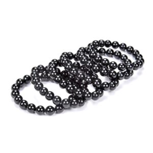 Natural Black Tourmaline Gemstone 8MM 10MM 7.5 inch Round Bracelet(S23)