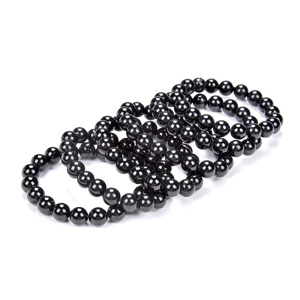 Natural Black Tourmaline Gemstone 8mm 10mm 7.5 Inch Round Bracelet(s23) Natural Black Tourmaline Gemstone 8mm 10mm 7.5 Inch Round Bracelet(s23)
