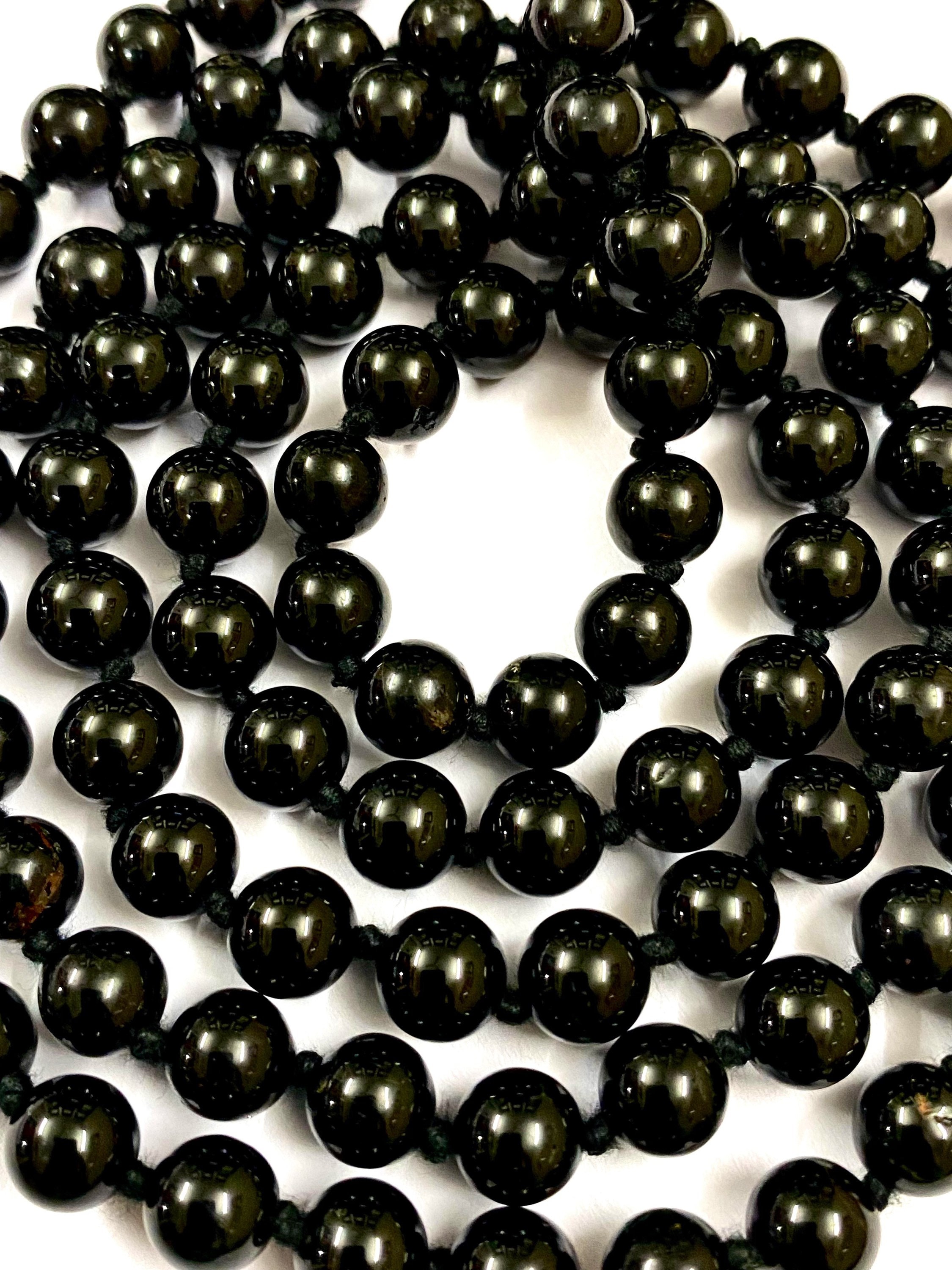 Noted 108 Beads Mala~natural Black Tourmaline Smooth Balls Black Tourmaline 8mm Smooth Round Ball Beads 8mm Black Tourmaline 108 Beads Malaa