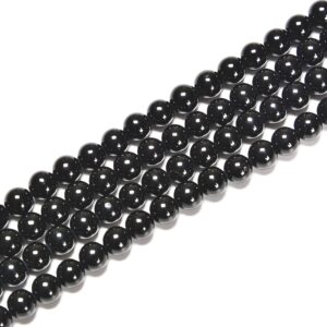 Black Tourmaline Smooth Round Beads Size 5mm 15.5'' Strand