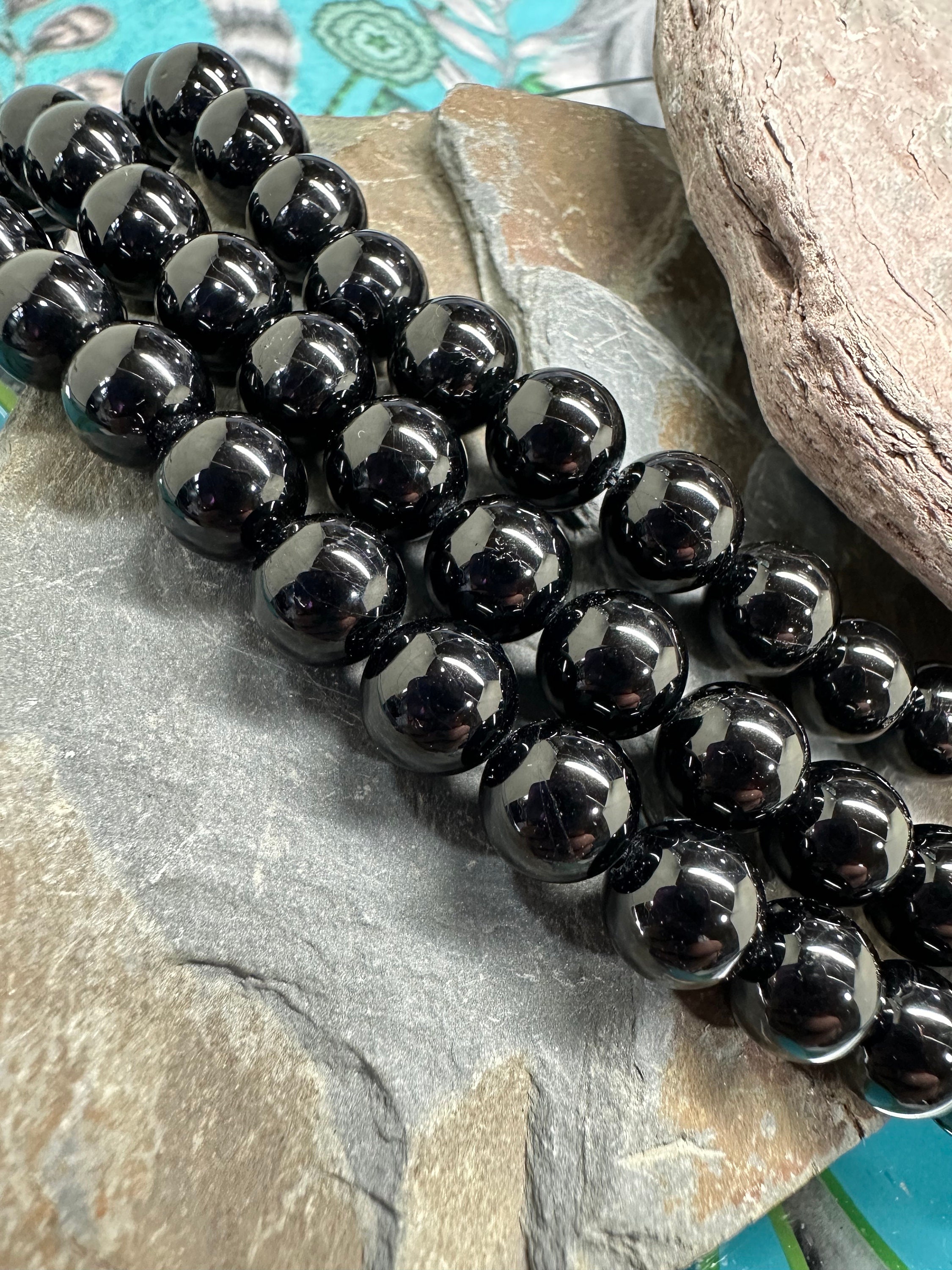Smooth Natural Black Tourmaline 8mm Round Beads 1mm Hole Smooth Natural Black Tourmaline 8mm Round Beads 1mm Hole