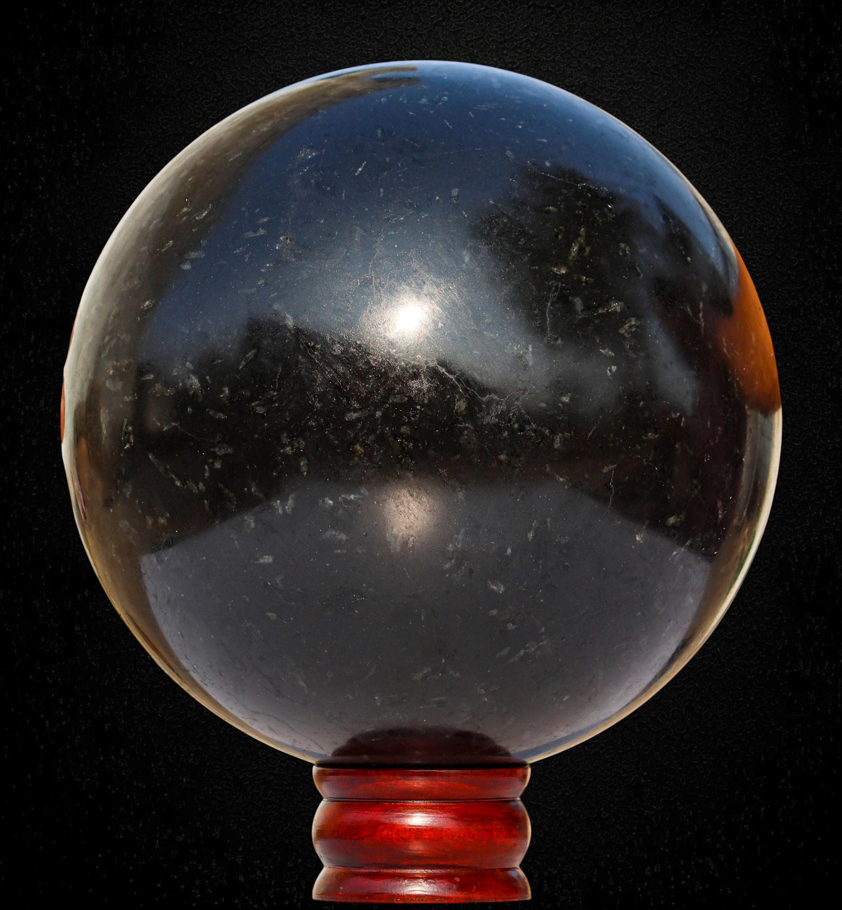 190mm Black Tourmaline Crystal Sphere: Meditation Energy Chakra Balancing Ball