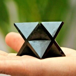 60MM Black Tourmaline Merkaba Star: Sacred Geometry Healing Stone Decorative