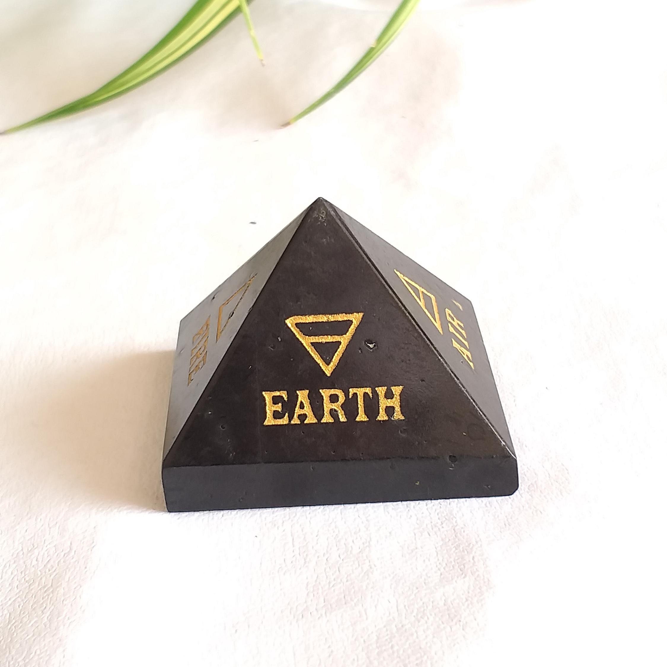 Black Tourmaline Elements Pyramid: Chakra Healing Crystal (1.9'' Inch Approx.)