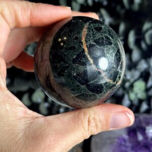 Flower Tourmaline Sphere, Brecciated Green And Black Tourmaline Orb Flower Tourmaline Sphere, Brecciated Green And Black Tourmaline Orb