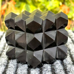 Large 85MM Black Tourmaline Cube Chakra Healing Meditation Power Stone