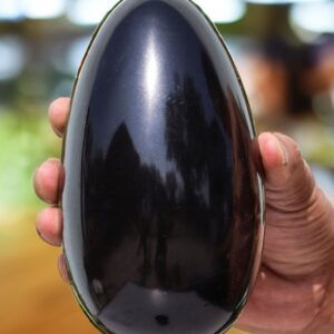 Large Black Tourmaline Egg: Schorl Crystal, Reiki Charged (150MM) Large Black Tourmaline Egg: Schorl Crystal, Reiki Charged (150MM)