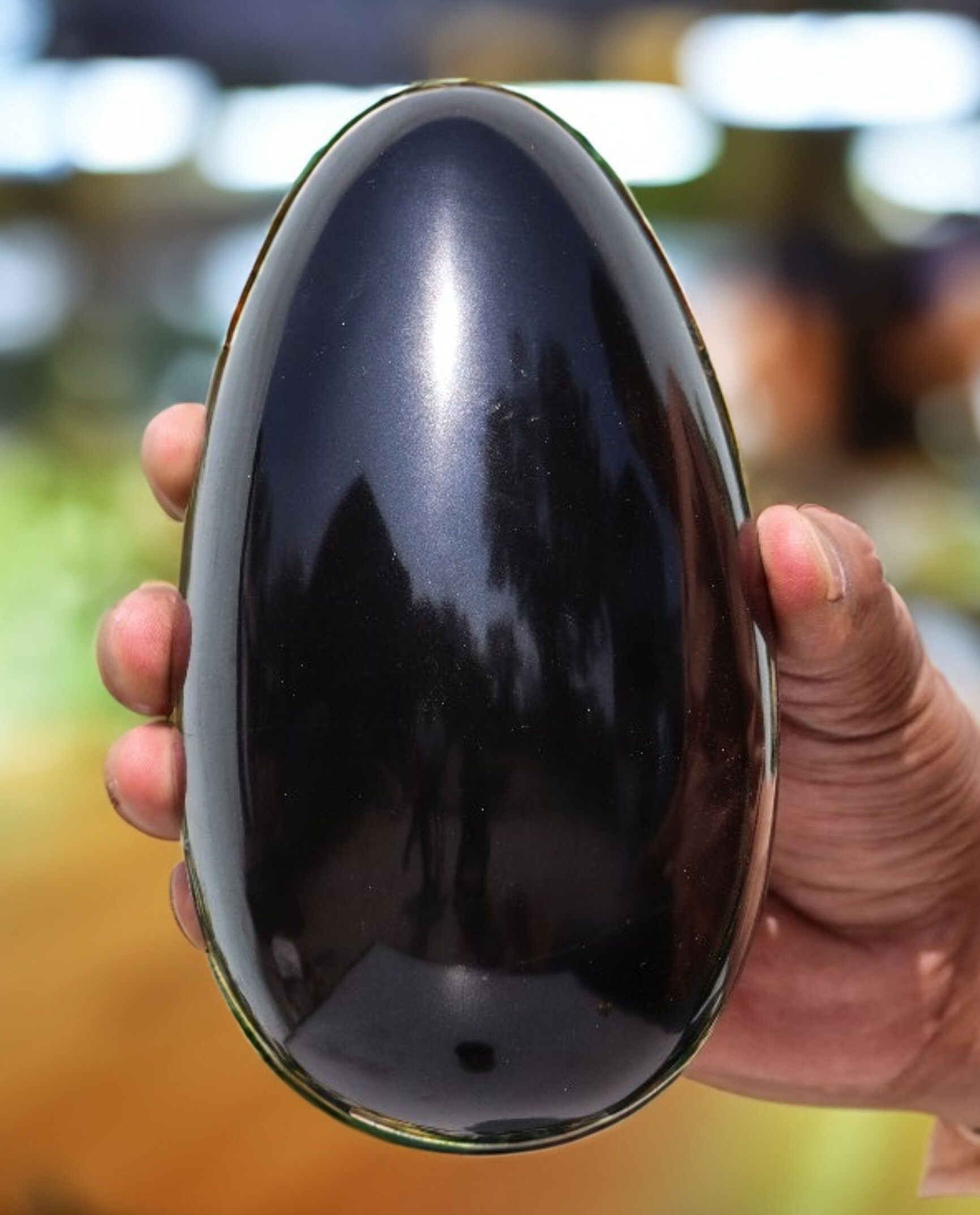 Large Black Tourmaline Egg: Schorl Crystal, Reiki Charged (150mm) Large Black Tourmaline Egg: Schorl Crystal, Reiki Charged (150mm)