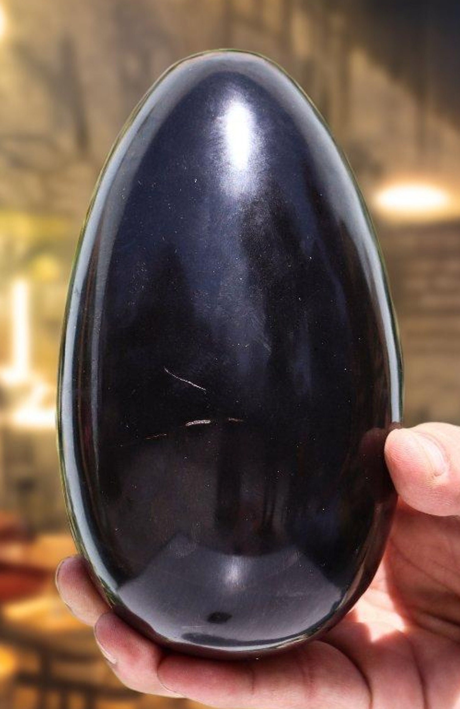 Large Black Tourmaline Egg: Schorl Crystal, Reiki Charged (165mm)