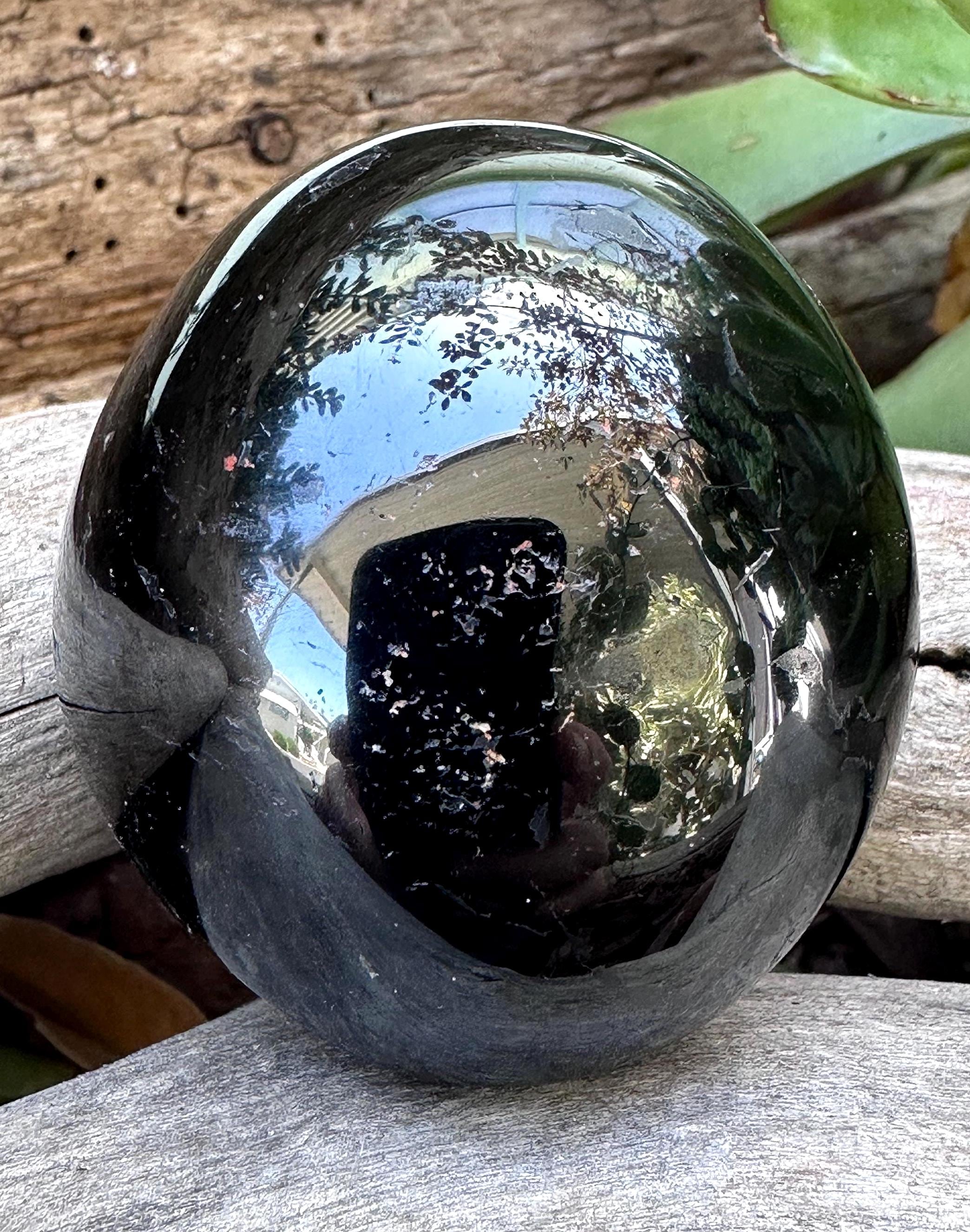 Malagasy Black Tourmaline Palm Stone: Grounding Crystal