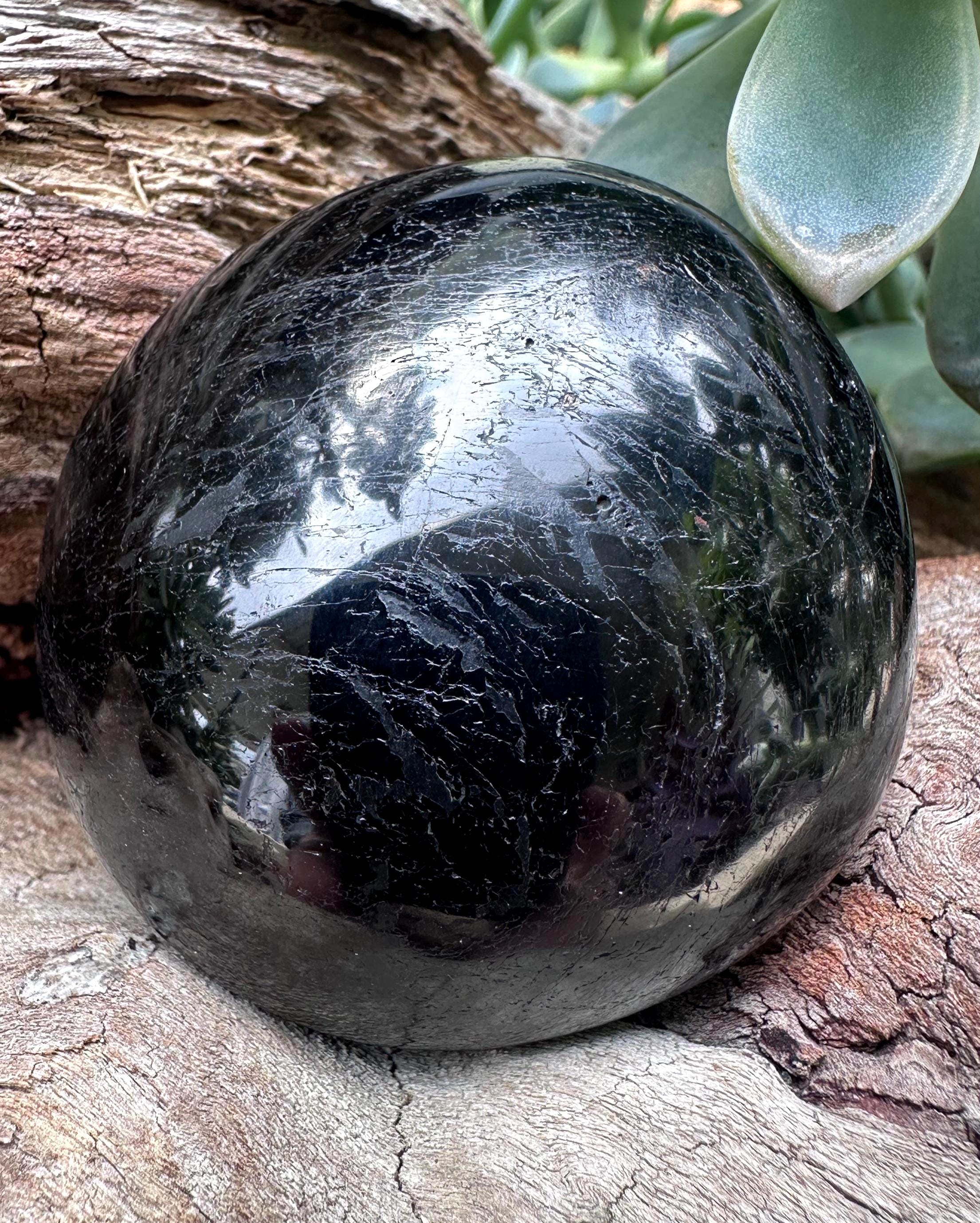 Malagasy Black Tourmaline Palm Stone: Grounding Crystal