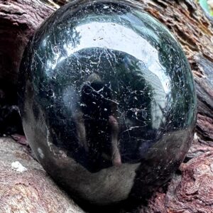 Malagasy Black Tourmaline Palm Stone: Grounding Crystal