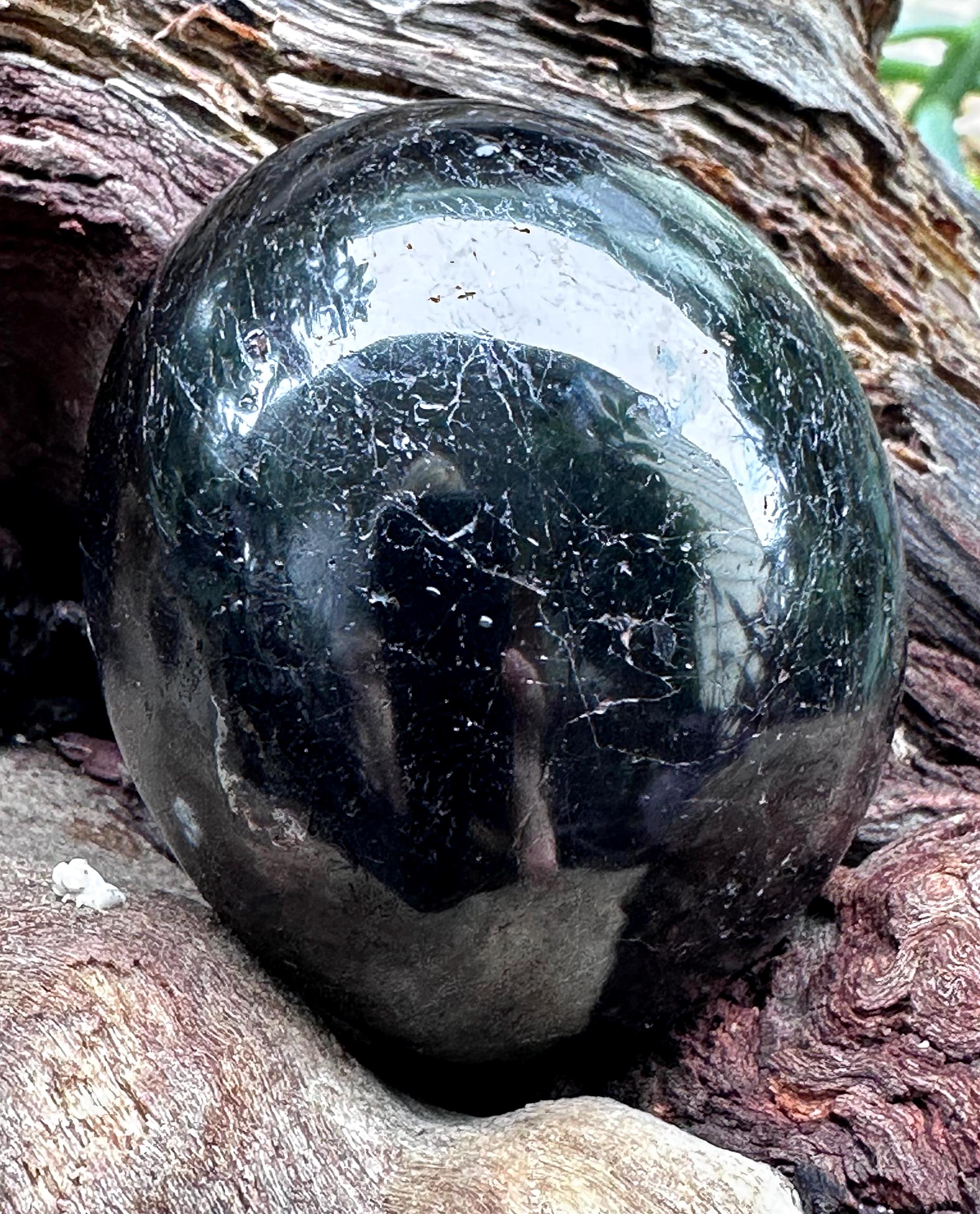 Malagasy Black Tourmaline Palm Stone: Grounding Crystal