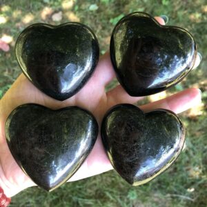 One Black Tourmaline Heart, Large Black Crystal Hearts For Protection, Grounding, Energy Clearing One Black Tourmaline Heart, Large Black Crystal Hearts For Protection, Grounding, Energy Clearing