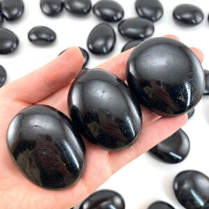 Black Tourmaline Palm Stone | Polished Crystal Worry Stone (root Chakra)
