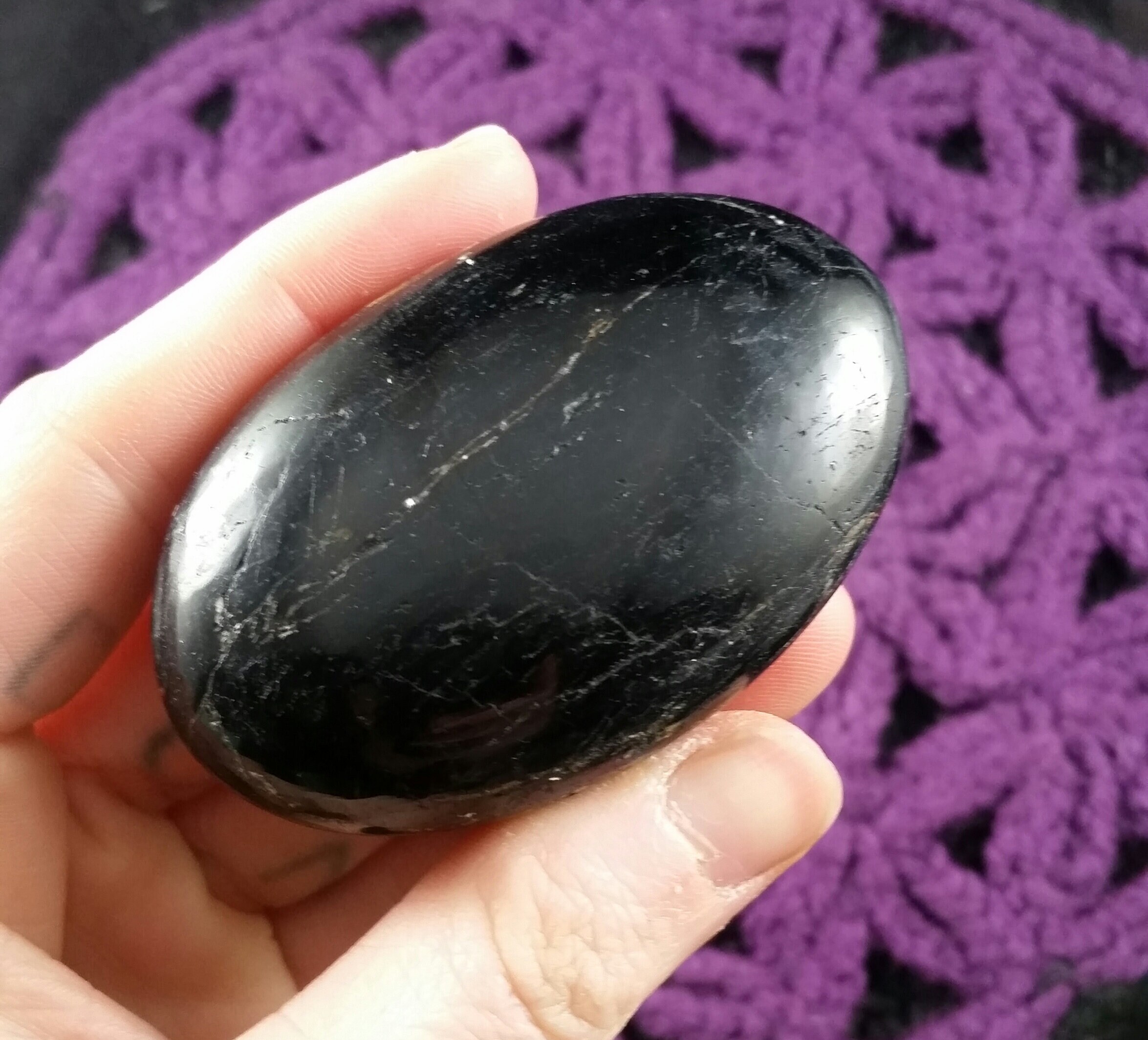 Black Tourmaline Palmstone Gallet Large Palm Stones Natural Crystals Mica Polished Protection Schorl Grounding Freeform Free Form