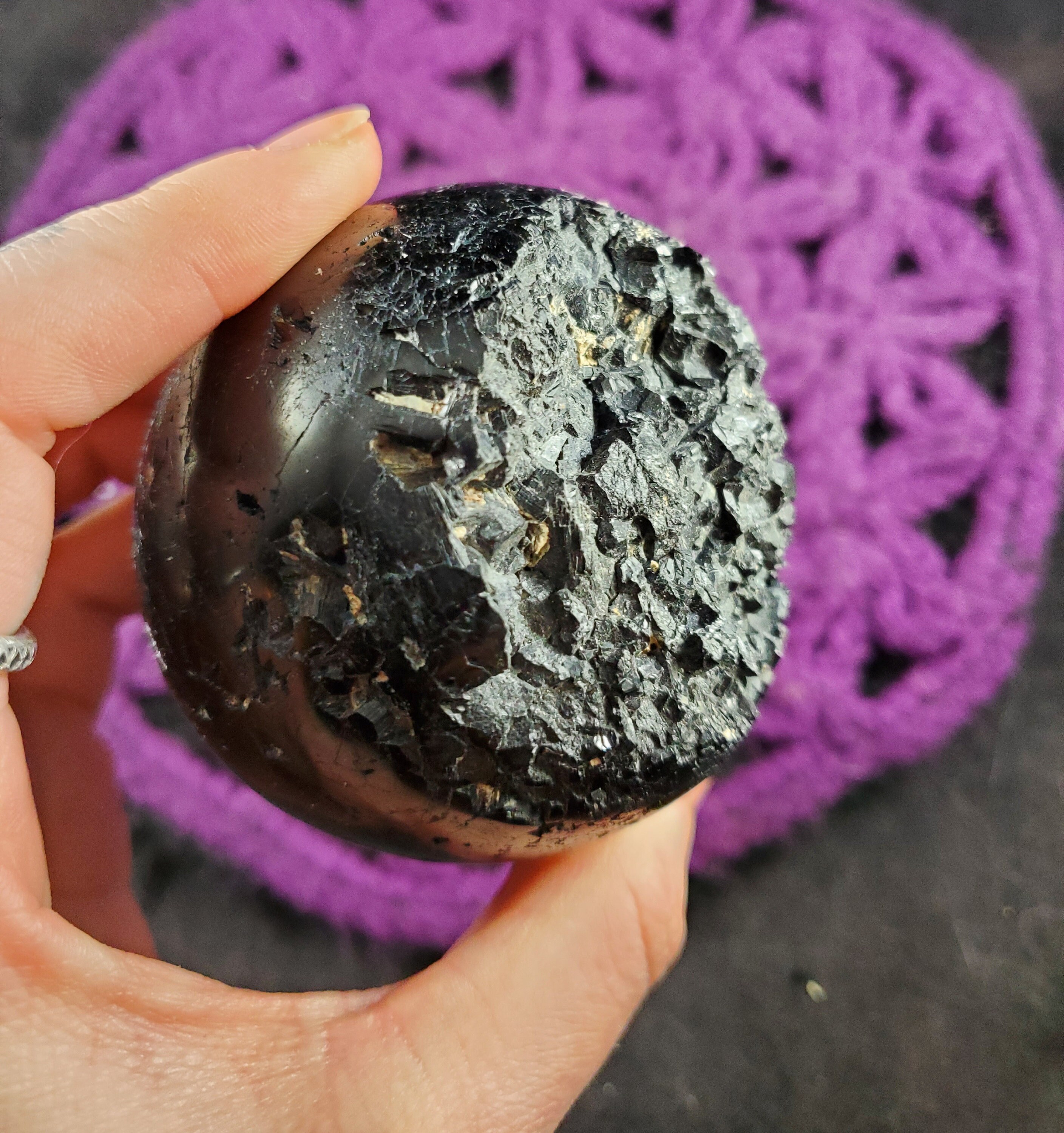 Peruvian Black Tourmaline Sphere 64mm Crystal Ball Stone Polished Marble Natural High Quality Peru Choose Your Stand