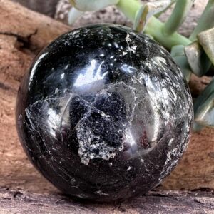 Polished Malagasy Black Tourmaline Sphere, Grounding Protective Stone Polished Malagasy Black Tourmaline Sphere, Grounding Protective Stone