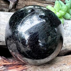 Polished Malagasy Black Tourmaline Sphere, Grounding Protective Stone Polished Malagasy Black Tourmaline Sphere, Grounding Protective Stone