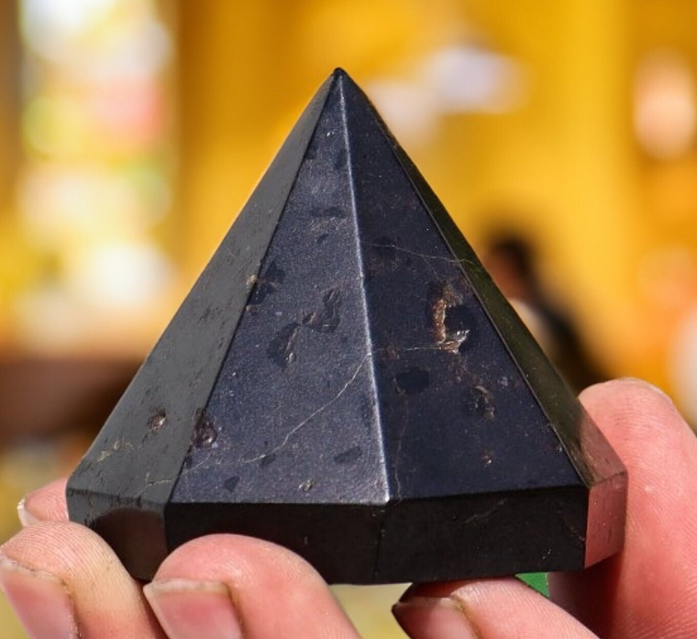 Black Tourmaline Pyramid Antenna: Chakra Balancing Crystal (50mm)