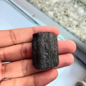 Black Tourmaline Schorl Crystal Large Palm Stone Schorl Natural Crystal Mineral Quality Dimensions-38x28x13mm Wt-25.5gm...
