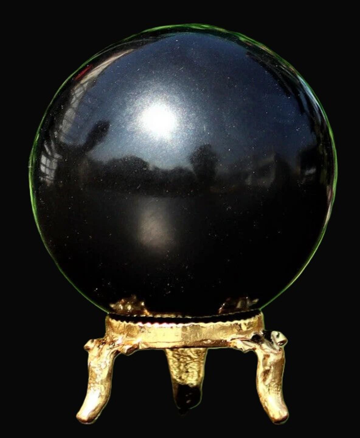 Black Tourmaline Sphere, 55mm Polished Schorl Gemstone, Grounding Protection Energy Cleansing