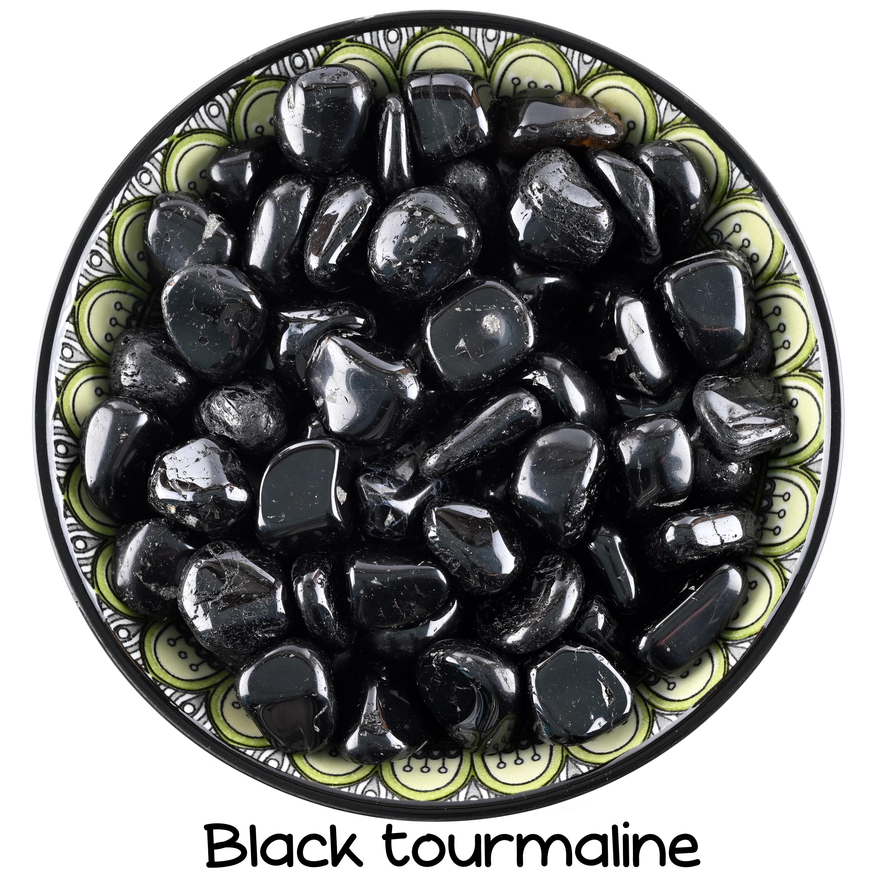 Set Of 10 Black Tourmaline Tumbled Stones, Bulk Crystal Gift, Natural Protection Gemstone Set