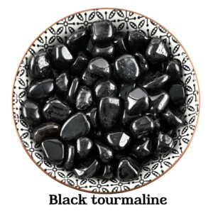 Set Of 10 Black Tourmaline Tumbled Stones, Schorl Protection, Emf Shield And Grounding, Root Chakra Bulk Crystal Kit For Capricorn Scorpio