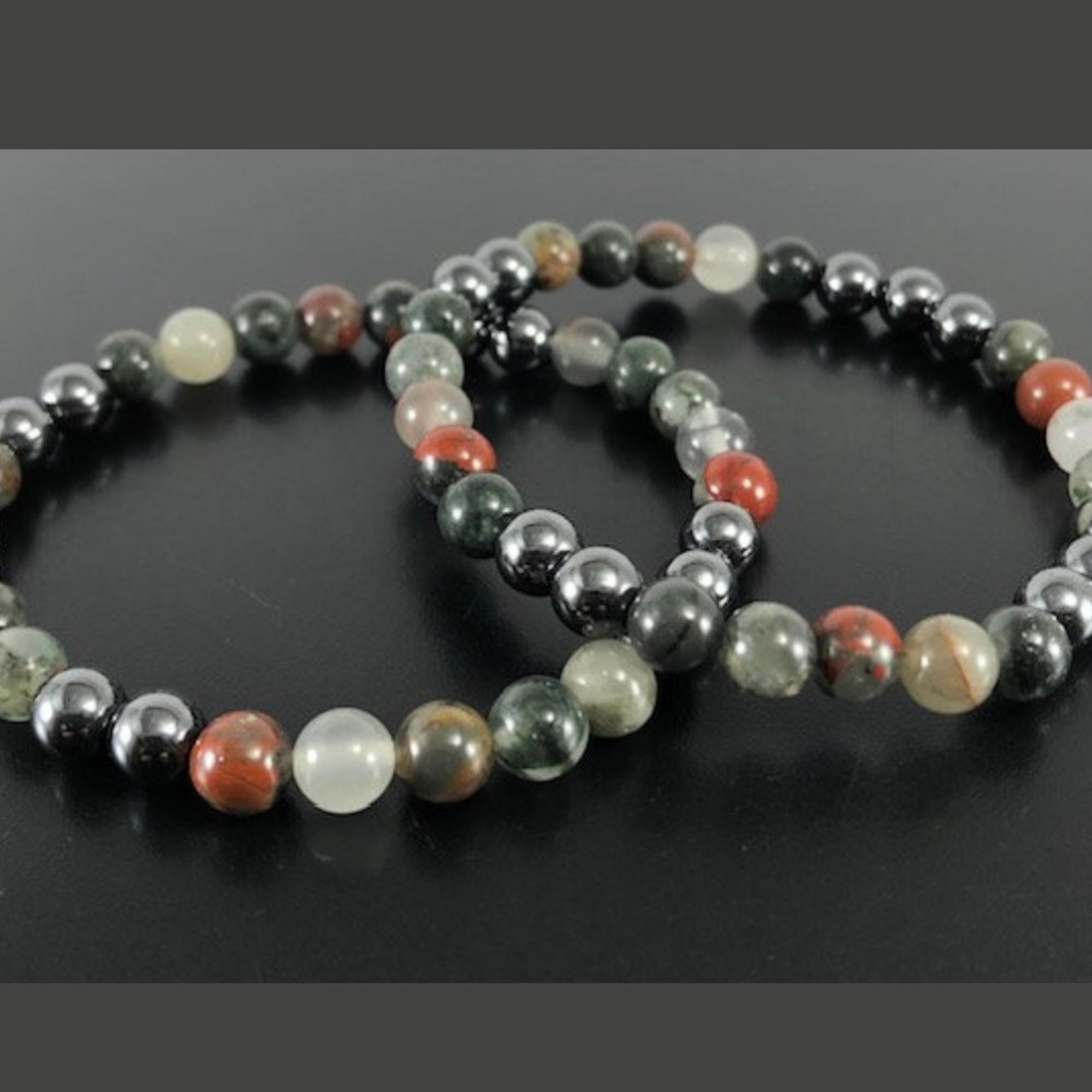 6mm 8mm African Bloodstone Bracelet Set, Healing Stone Jewelry 6mm 8mm African Bloodstone Bracelet Set, Healing Stone Jewelry