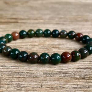 6mm Bloodstone Bracelet, Small Bead Stacking Bracelet, Wrist Mala For Protection, Immune System Support, Physical Vitality, Root Chakra