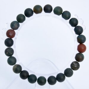 8mm Matte Dark Green Blood Stone Beads Bracelet Grade Aaa Genuine Natural Round Gemstone 7" Bulk Lot 1,3,5,10 And 50 (106749h-075)
