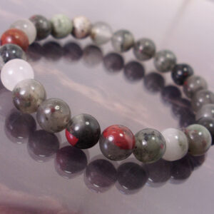 African Bloodstone Bracelet 8mm or 4mm, Heliotrope Natural Gemstone Bracelet, Unisex Women Men Beaded Bracelet, Gift for Her Him + Gift Bag