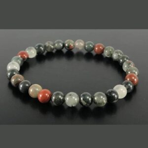 African Bloodstone Beaded Bracelet: Genuine Gemstone Healing Crystal
