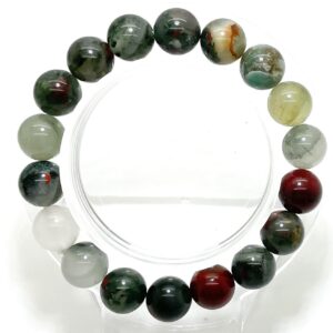 African Bloodstone Smooth Round Sphere Gemstone Beads Size 6mm 8mm 10mm Stretch Elastic Cord Handmade Bracelet Pgb86