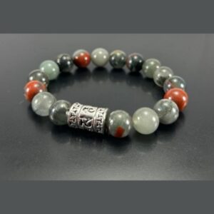 Bloodstone Beaded Bracelet: 10mm Healing Crystal, Handmade