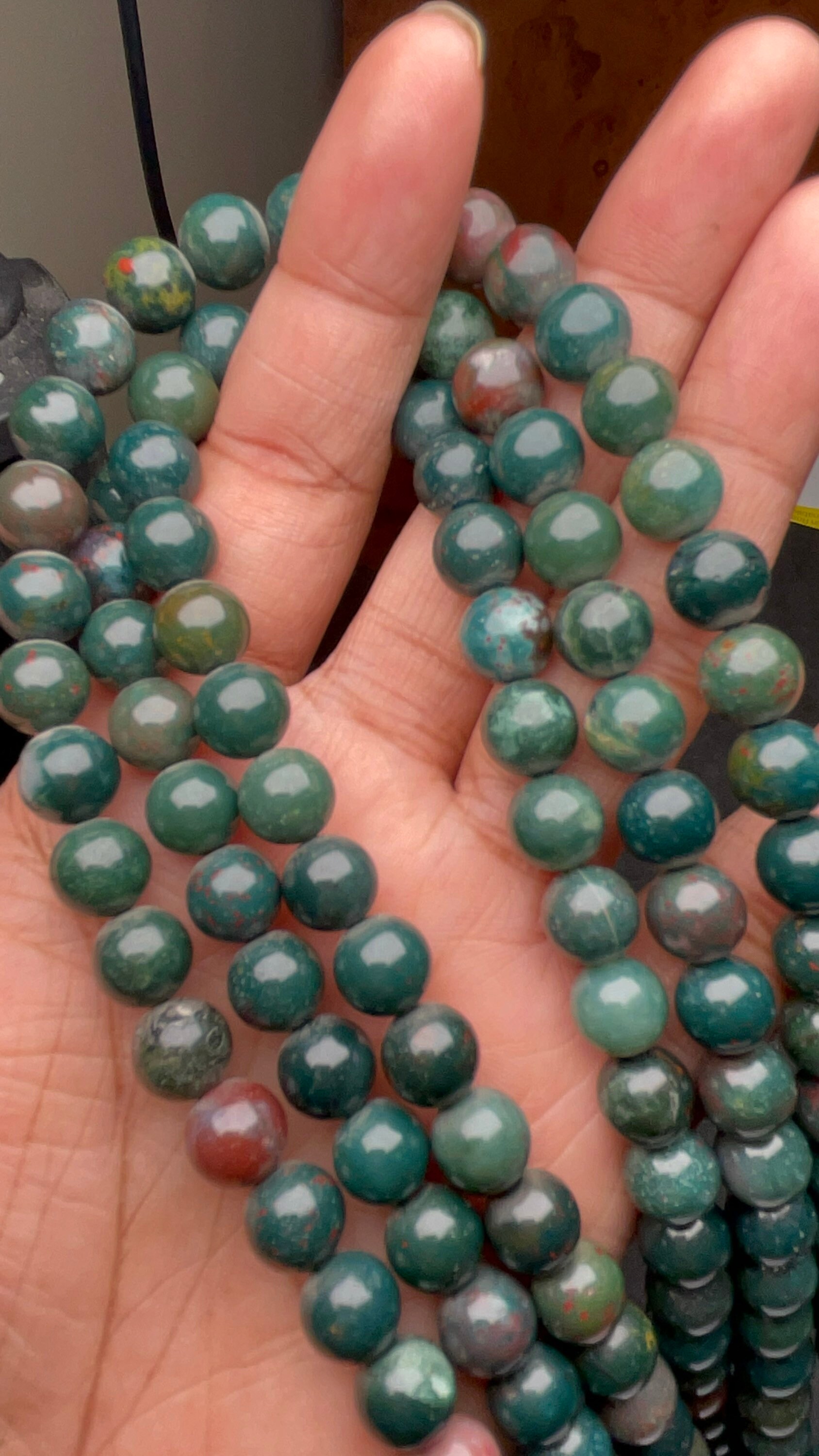 Blood Stone 8 Mm Smooth Round Beads Gemstone High Quality Beads "15" Inches Beads For Bracelet Semi Precious Stone