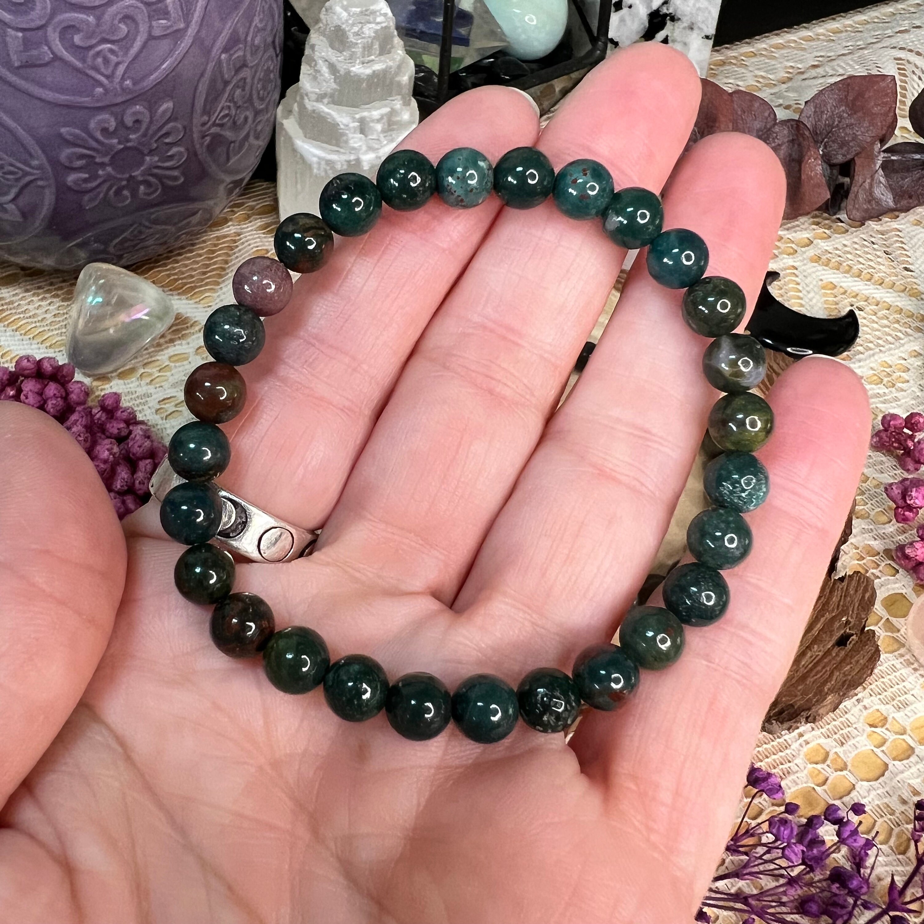 Bloodstone Crystal Beaded Bracelet - Bsb
