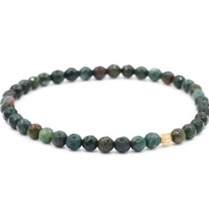 Bloodstone Bracelet | dainty bloodstone beaded bracelet [EBBD1438] | 14K gold bloodstone stretch bracelet | faceted bloodstone