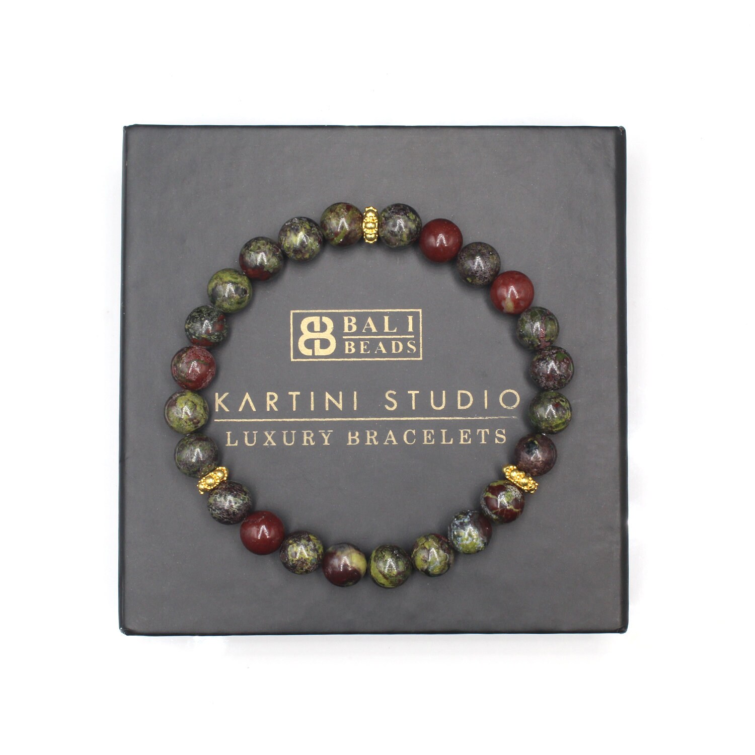 Dragon Blood Stone Beaded Bracelet With Sterling Silver, Men's Jewelry Dragon Blood Stone Beaded Bracelet With Sterling Silver, Men's Jewelry
