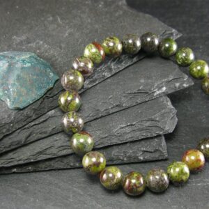 Dragon Bloodstone Genuine Bracelet ~ 7 Inches ~ 8mm Round Beads