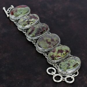 Dragon Bloodstone Bracelet: Handmade 925 Sterling Silver Adjustable Chain