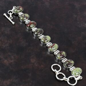 Dragon Bloodstone Bracelet: Handmade 925 Sterling Silver Adjustable Jewelry