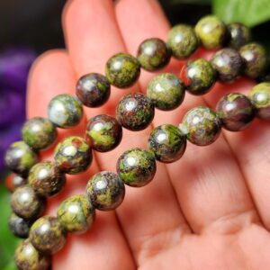 Dragon Bloodstone Bracelet, Bloodstone Jasper Beaded Gemstone Bracelet (8mm Beads)